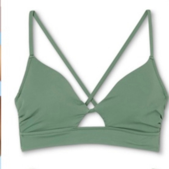 SHADE & SHORE Swimsuit Lace-Up Hight Waist 2 Piece Bikini Sage Green Size M/36C - Picture 6 of 16